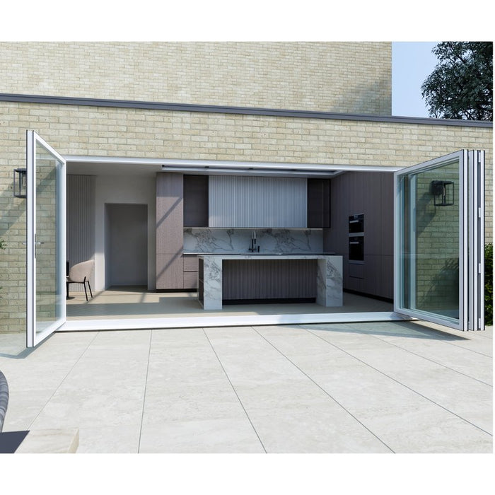 3200mm White Aluminium Bifold Door SMART system - 4 sections - Home Build Doors