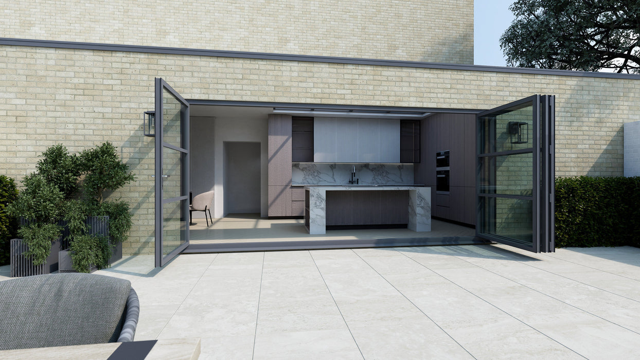 3300mm Anthracite Grey on White Heritage Visofold 1000 Bifold Door - 4 sections