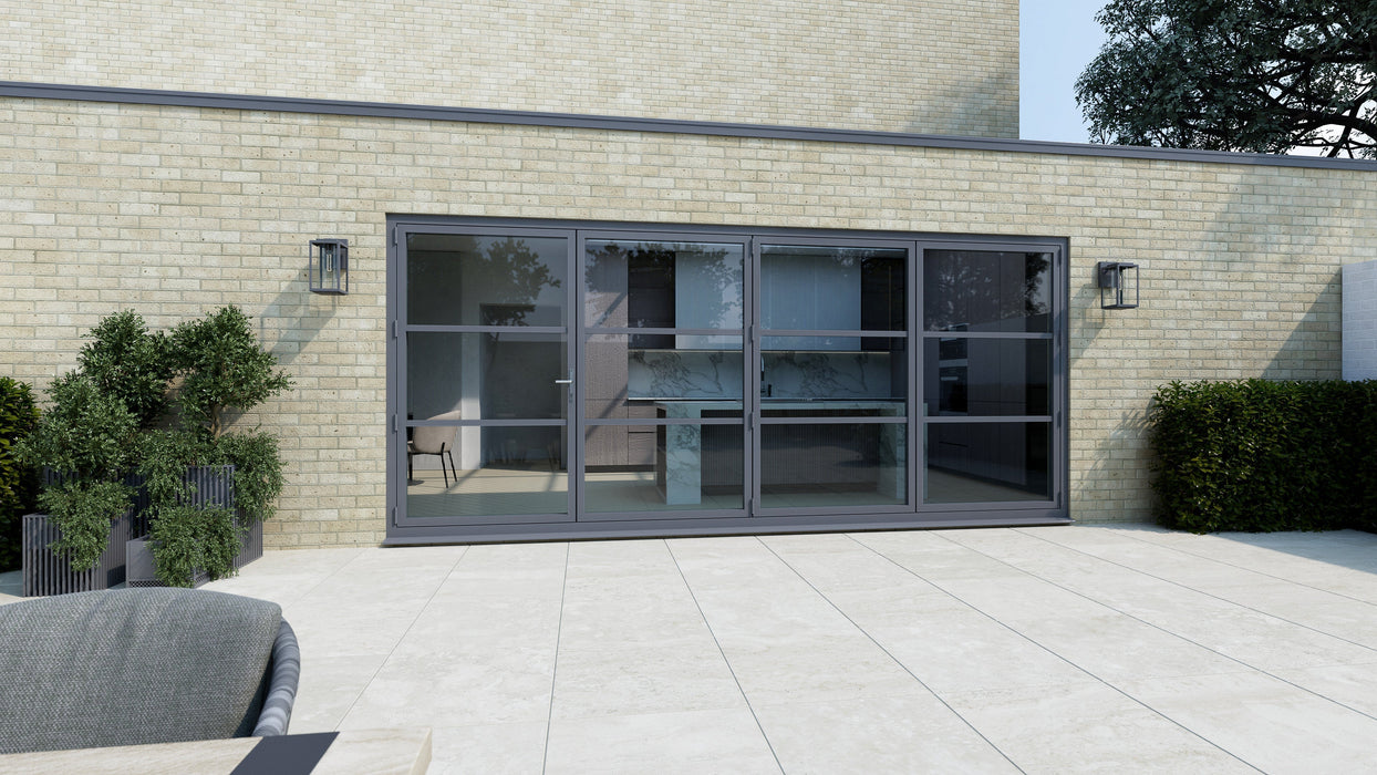 3300mm Anthracite Grey on White Heritage Visofold 1000 Bifold Door - 4 sections