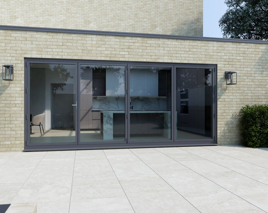 3400mm Agate Grey Bifold Door Korniche - 4 sections - Home Build Doors