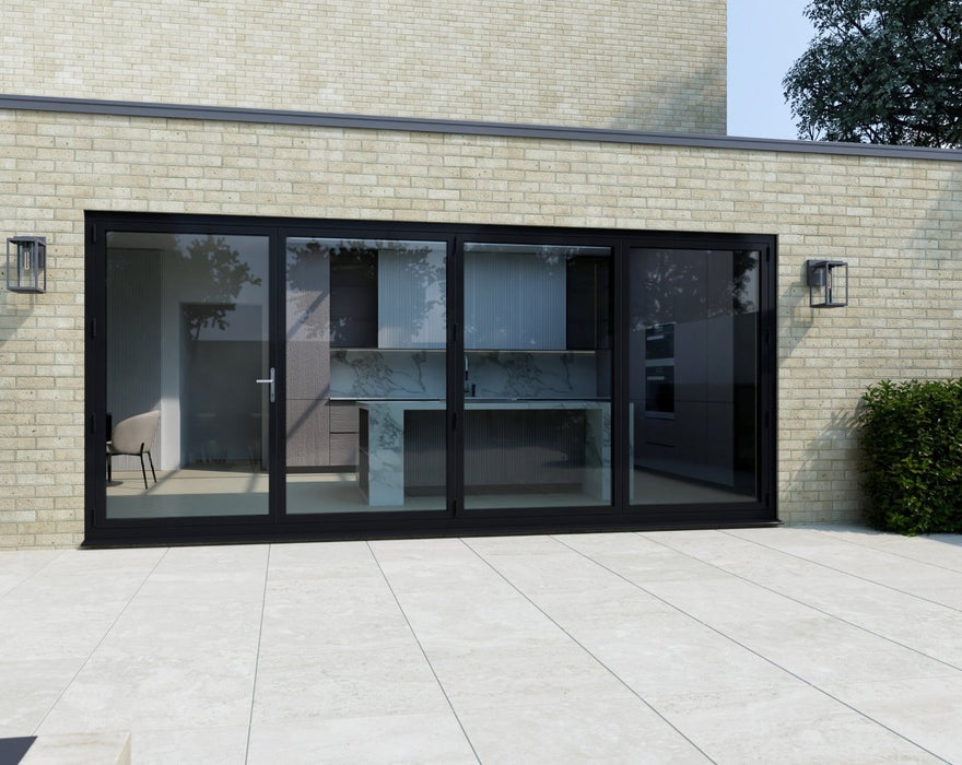 3600mm Black on White Bifold Door Korniche - 4 sections - Home Build Doors