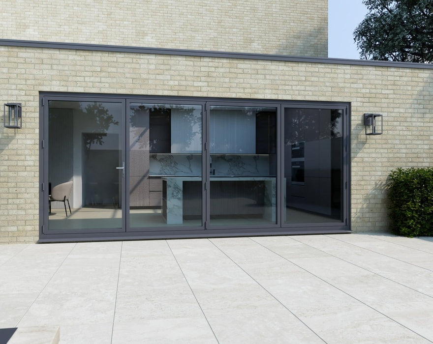 3700mm Agate Grey Bifold Door Korniche - 4 sections - Home Build Doors