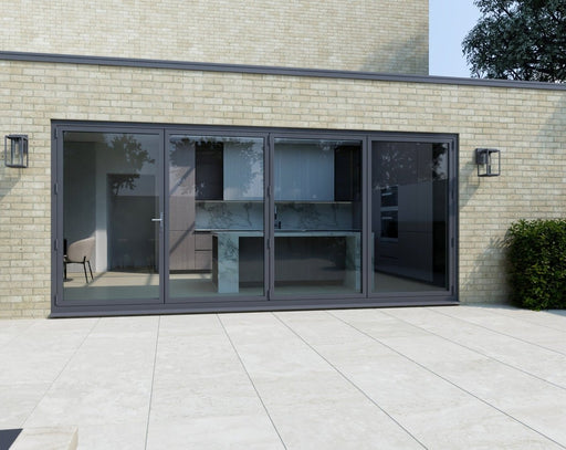 3700mm Agate Grey on White Bifold Door Korniche - 4 sections - Home Build Doors