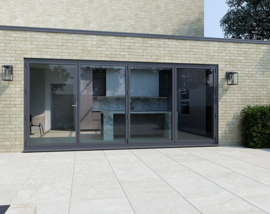 4100mm Agate Grey Bifold Door Korniche - 4 sections - Home Build Doors