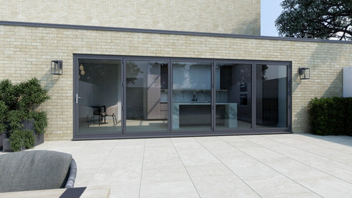 4200mm Anthracite Grey on White Bifold Door Korniche - 5 sections - Home Build Doors