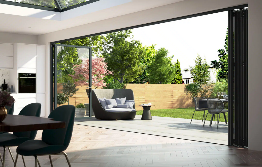 4300mm White Bifold Door Korniche - 4 sections