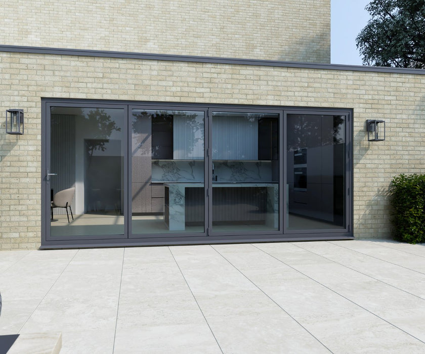 4300mm Anthracite Grey on White Aluminium Bifold Door SMART system - 4 sections - Home Build Doors