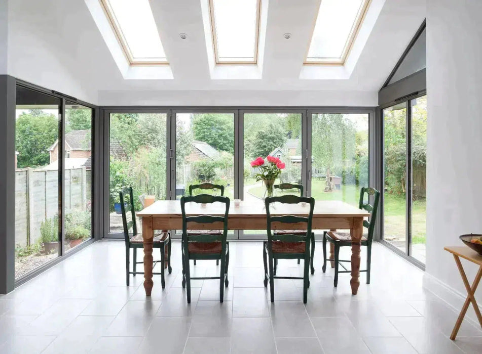 4600mm White Aluminium Bifold Door SMART system - 5 sections - Home Build Doors