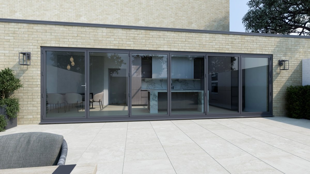 5200mm Agate Grey Bifold Door Korniche - 6 sections - Home Build Doors