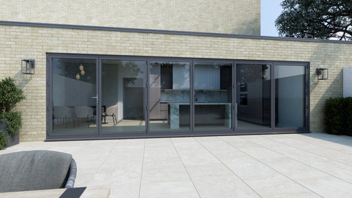 5200mm Agate Grey on White Bifold Door Korniche - 6 sections - Home Build Doors