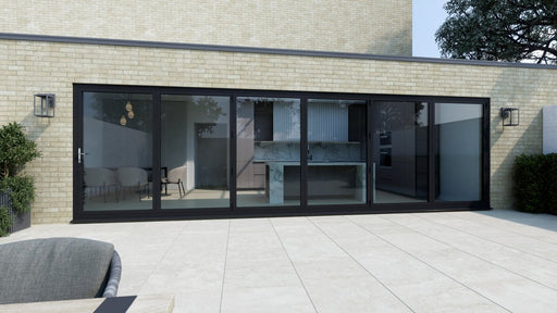 5200mm Black Aluminium Bifold Door SMART system - 6 sections - Home Build Doors