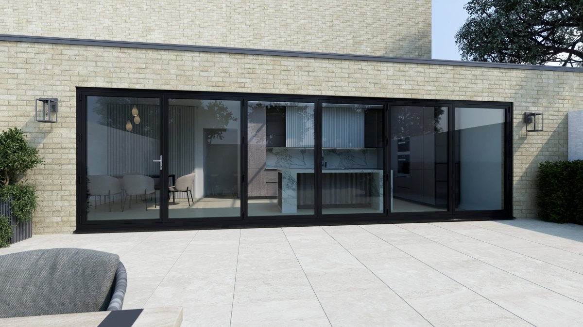 5200mm Black Bifold Door Korniche - 6 sections - Home Build Doors