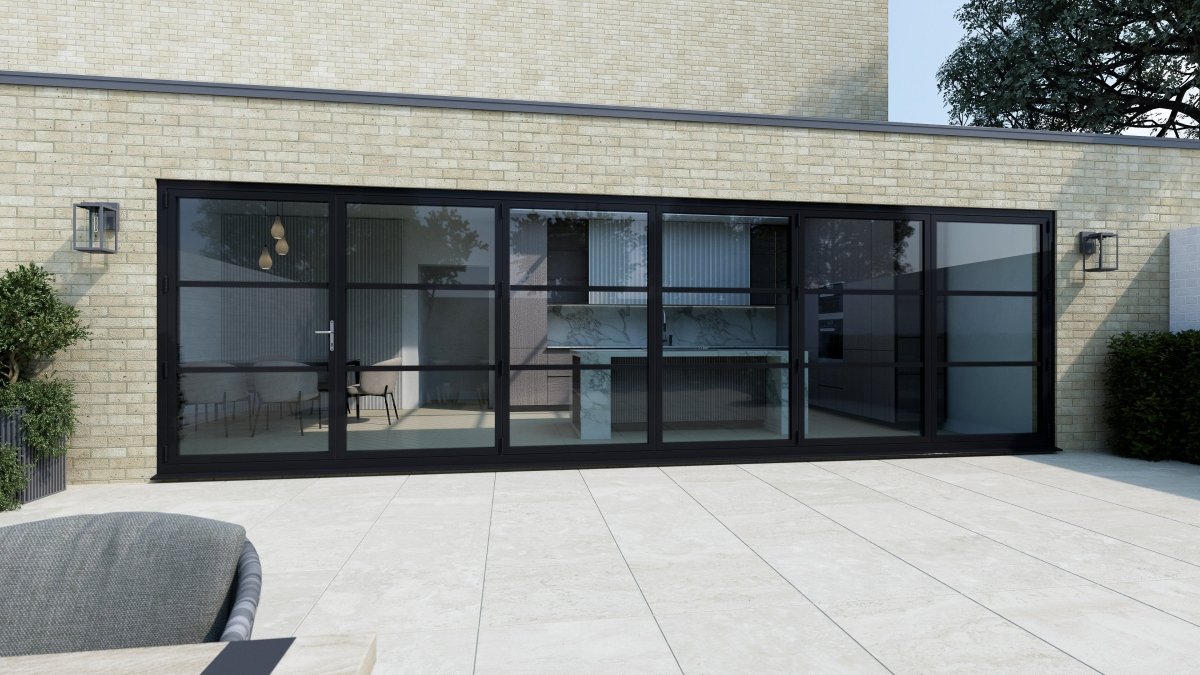 5400mm Black Heritage Visofold 1000 Bifold Door - 6 sections - Home Build Doors