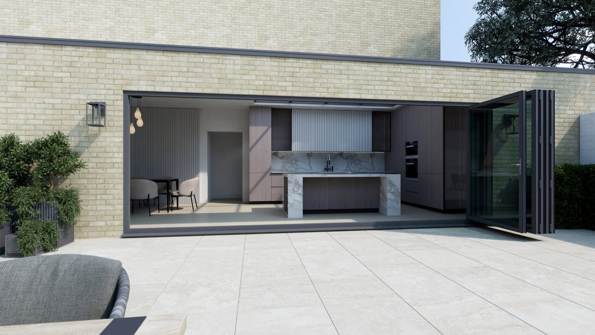 5500mm Anthracite Grey Bifold Door Korniche - 5 sections - Home Build Doors