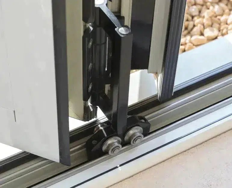 5800mm Anthracite Grey on White Aluminium Bifold Door SMART system - 6 sections - Home Build Doors