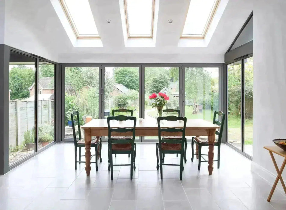 5800mm White Aluminium Bifold Door SMART system - 6 sections - Home Build Doors