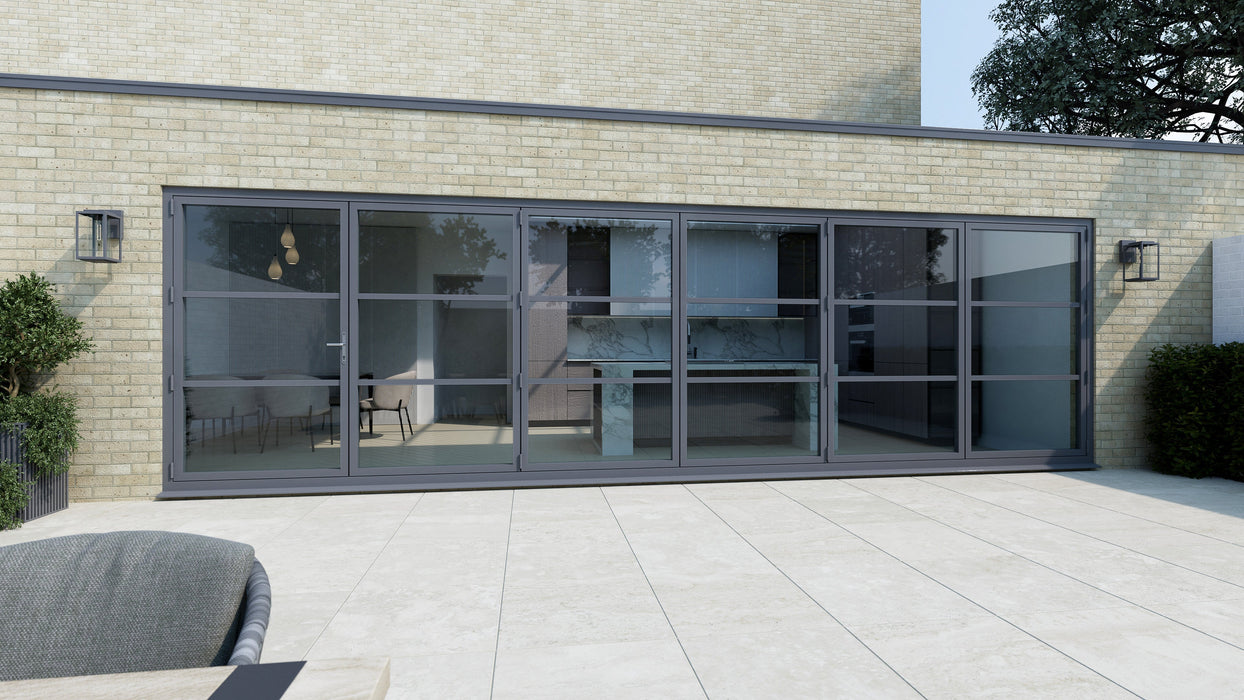 6100mm Anthracite Grey Heritage Visofold 1000 Bifold Door - 6 sections