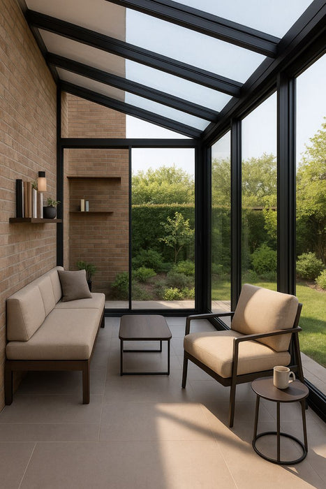 W700mm x P2100mm Black Atlas Aluminum Lean To Roof System