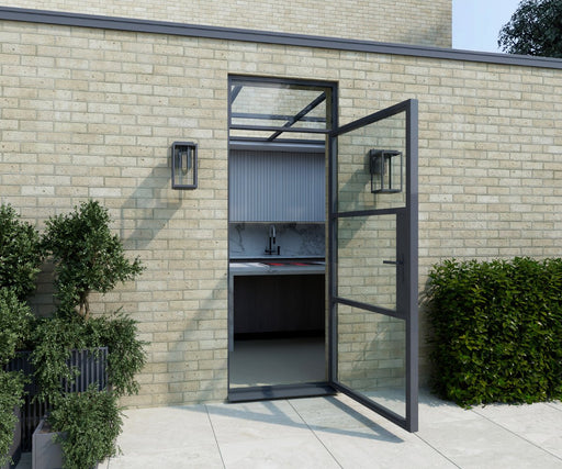 700mm - Anthracite Grey Heritage Aluminium Single Door + 290mm Top Window - Home Build Doors