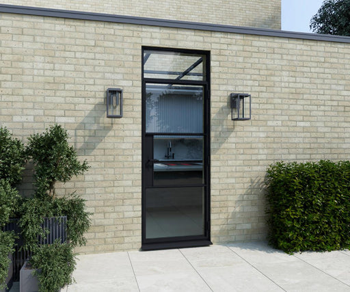 750mm - Black Heritage Aluminium Single Door + 290mm Top Window - Home Build Doors