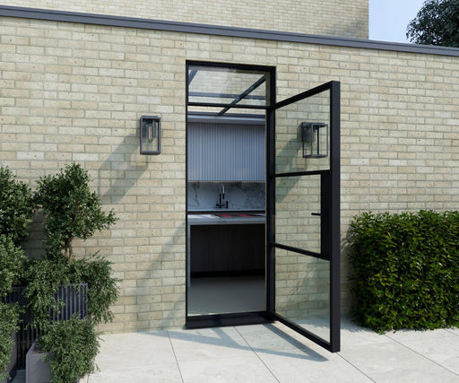 750mm - Black Heritage Aluminium Single Door + 290mm Top Window - Home Build Doors