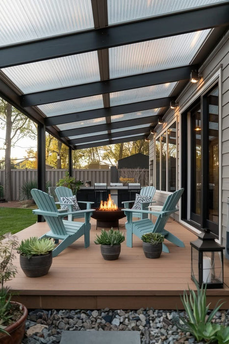 W1000mm x P2100mm Black Atlas Aluminum Lean To Roof System