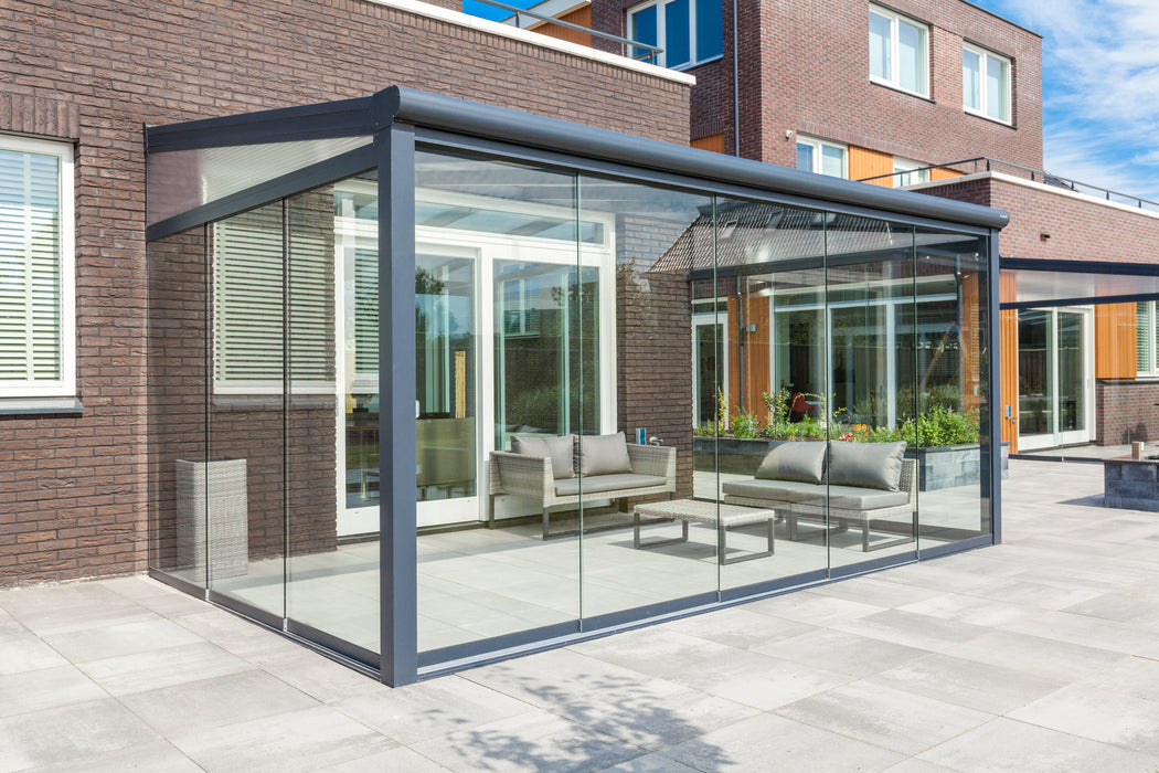 Bosco Veranda - Jet Black - Round Gutter - Rounded with Base Plate