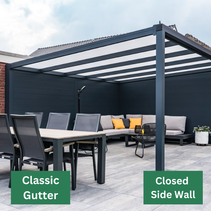 Ribolla Veranda - Black - Classic Gutter - Closed Side Wall