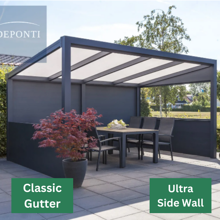 Ribolla Veranda - Black - Classic Gutter - Ultra Clear Side Wall