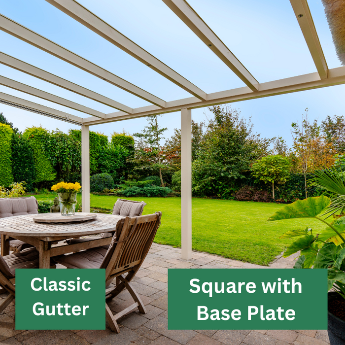 Pigato Veranda - White - Classic Gutter - Square with Base Plate