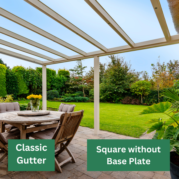 Pigato Veranda - White - Classic Gutter - Square without Base Plate