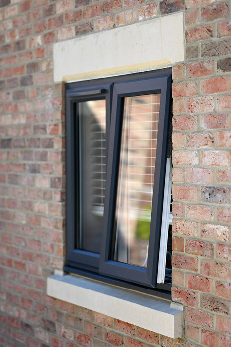 Rahau UPVC Window in Grey on White - W600mm x H1000mm