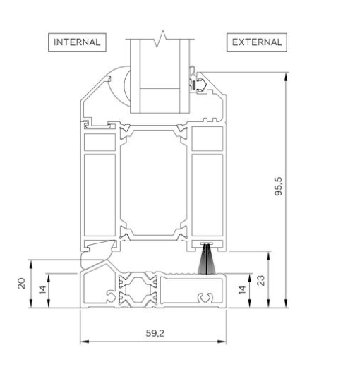 Origin OB72 Aluminium 2 Section Bifold Door