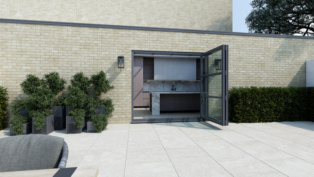 W1300mm x H2100mm Visofold 1000 Anthracite Grey on White Heritage Visofold 1000 Bifold Door - 2 sections