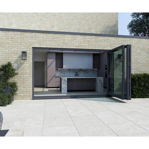 2200mm Anthracite Grey on White Aluminium Bifold Door Smart System - 3 sections