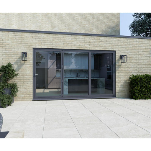 2200mm Anthracite Grey on White Aluminium Bifold Door Smart System - 3 sections