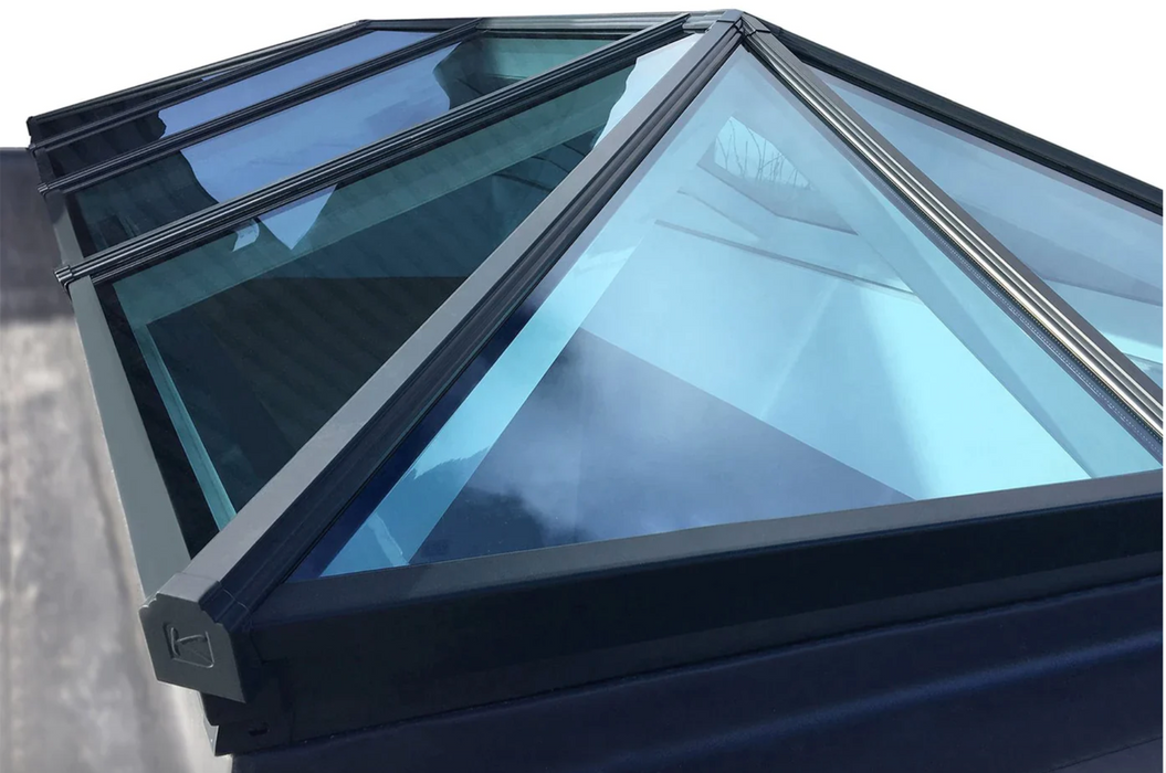 White Korniche Aluminium Roof Lantern – AMBI Blue or Clear Glass