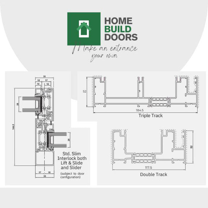 Anthracite Grey Aluminium Sliding Doors (2.7m x 2.1m) - Visoslide 2000 - Home Build Doors