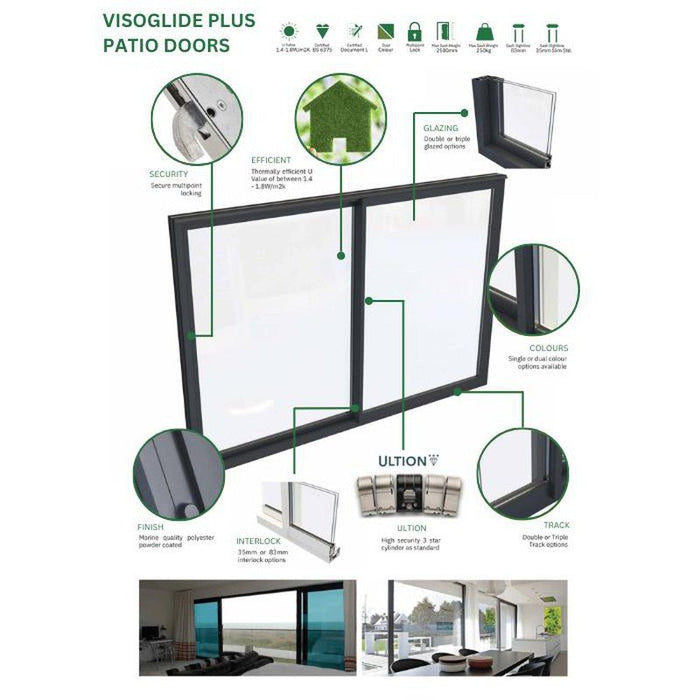 Anthracite Grey Aluminium Sliding Doors (4m x 2.1m) - Visoslide 2000 - Home Build Doors