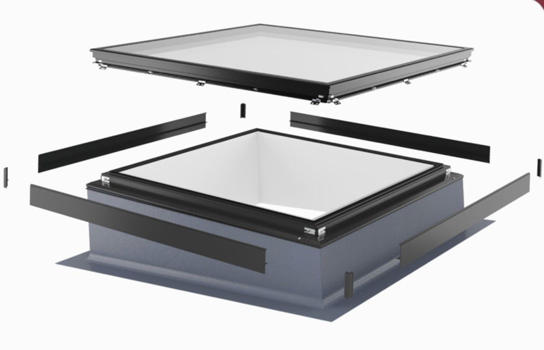 Korniche Flat Glass Aluminium Rooflight – Blue or Clear Glass - ANTHRACITE GREY - Home Build Doors