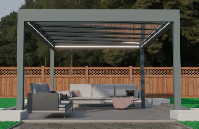 Pinela Glass Aluminium Pergola - Jet Black - Home Build Doors