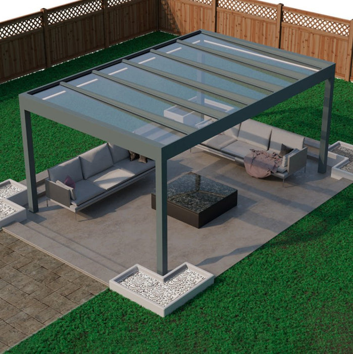 Pinela Glass Roof Pergola - Anthracite Grey - Home Build Doors