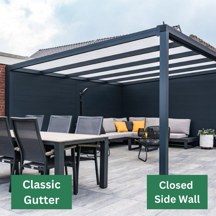 Ribolla Veranda - Black - Classic Gutter - Closed Side Wall - Home Build Doors