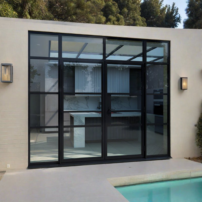 Smart Heritage Aluminium French Door with Top Window & Side Windows - Home Build Doors