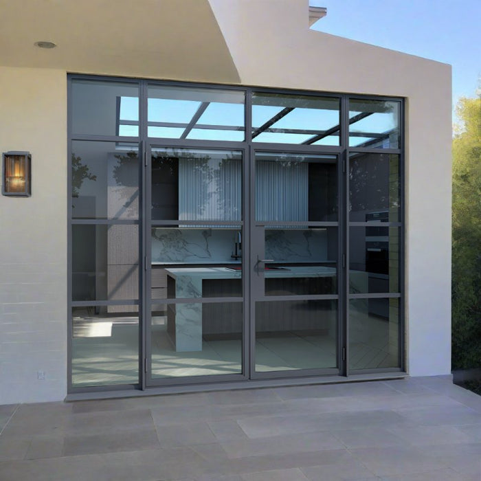 Smart Heritage Aluminium French Door with Top Window & Side Windows - Home Build Doors