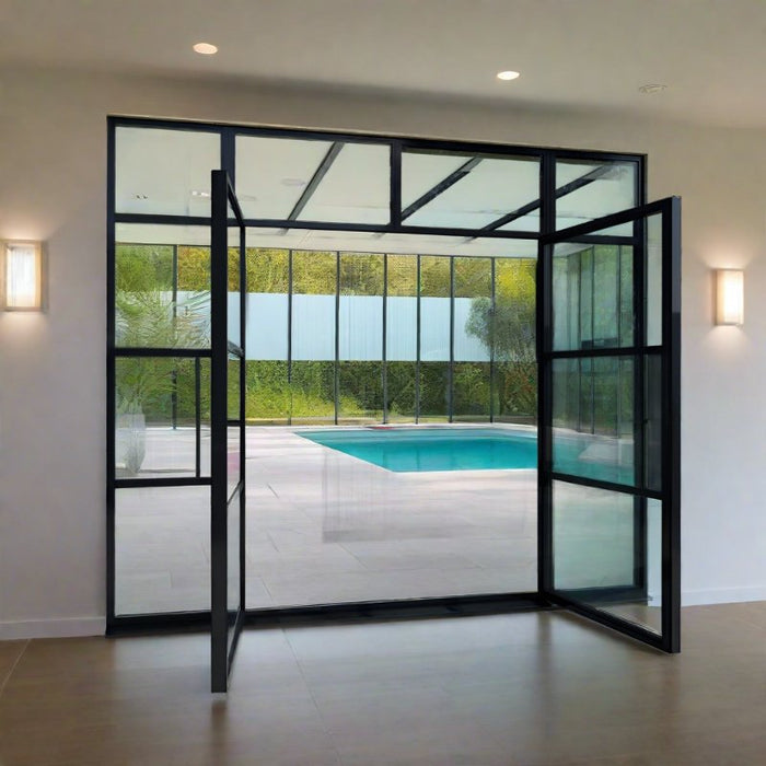 Smart Heritage Aluminium French Door with Top Window & Side Windows - Home Build Doors