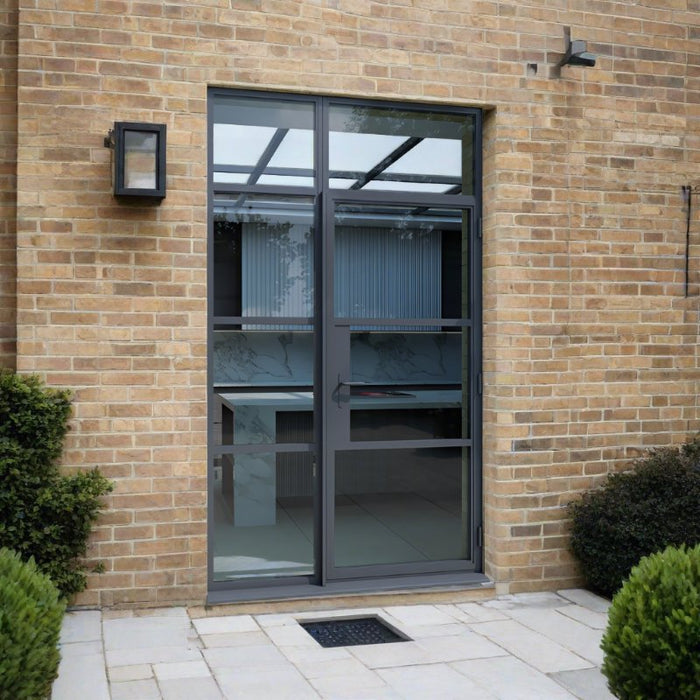 Smart Heritage Aluminium Single Door with Top Window & Side Window - Home Build Doors