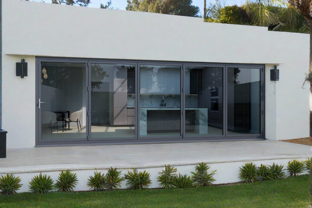 W5500mm x H2100mm Visofold 1000 Anthracite Grey Aluminium Compliant Bifold - 5 Section