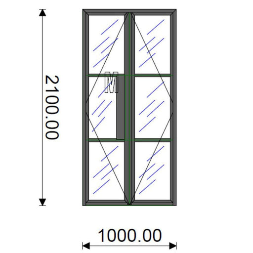 W1000mm x H2100mm - AluSpace Aluminium Internal French Door (BLACK) - Home Build Doors