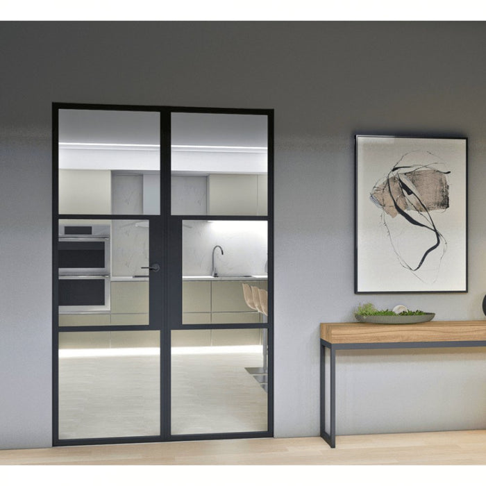 W1100mm x H2100mm - AluSpace Aluminium Internal French Door (BLACK) - Home Build Doors